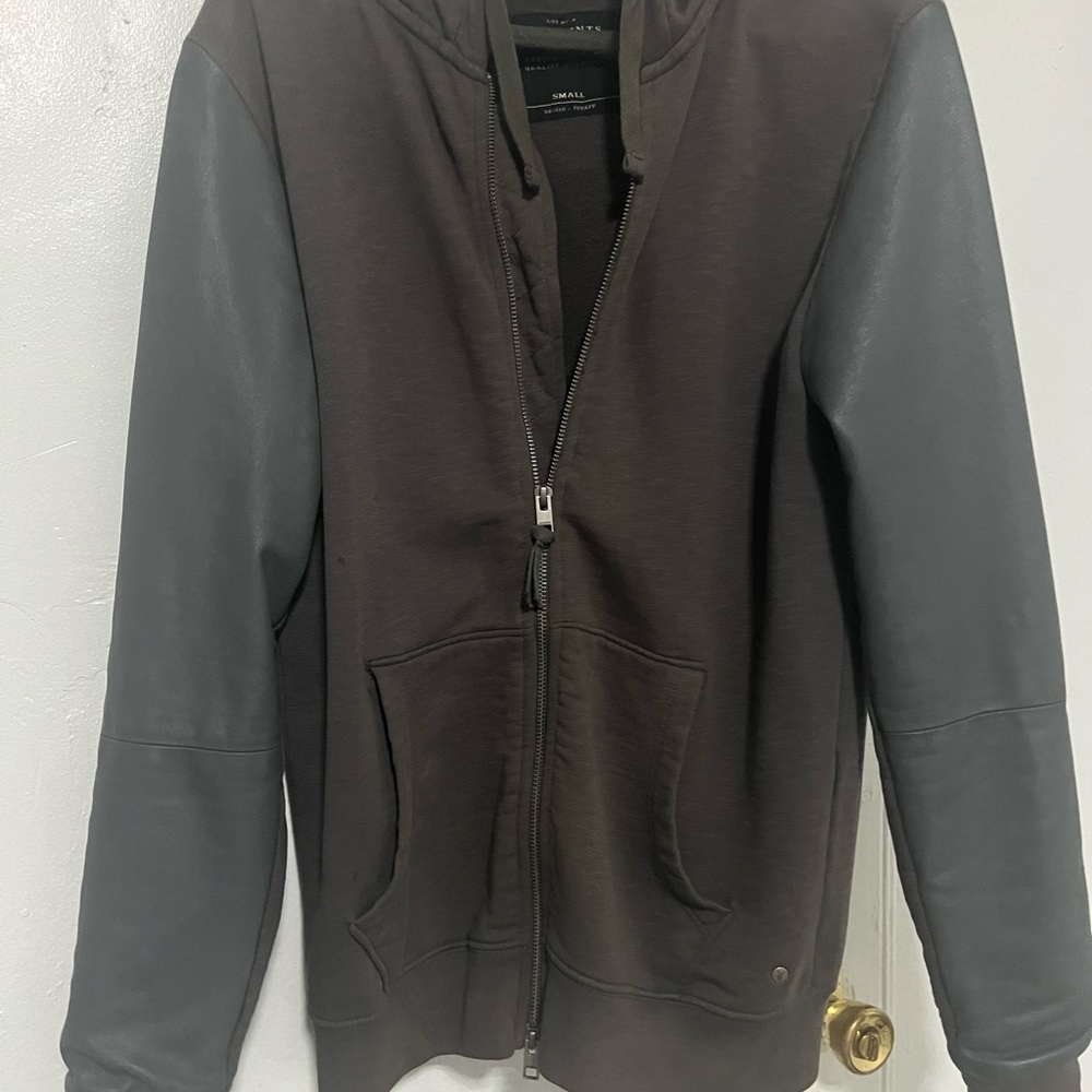 All Saints Lycan Leather Accents Hoodie Hood - Small